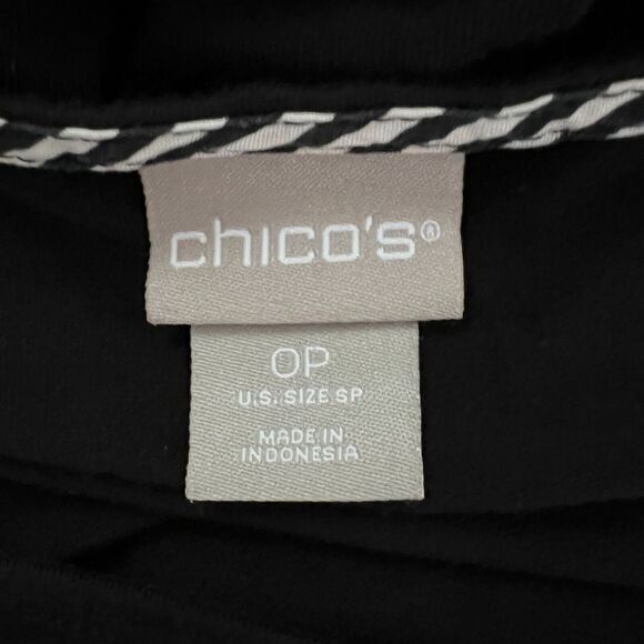 Chicos Shirt Womens Small Petite Black White Split Back Updated Basic Minimalist - Picture 6 of 7